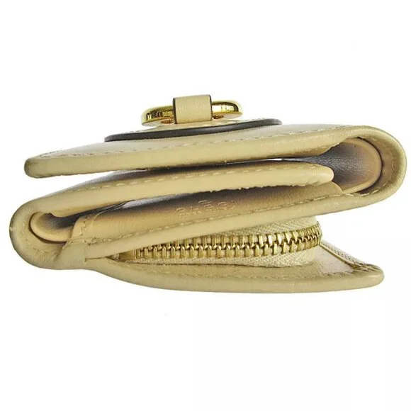 GUCCI HorsebitTri-fold wallet compact wallet beige leather Wallets